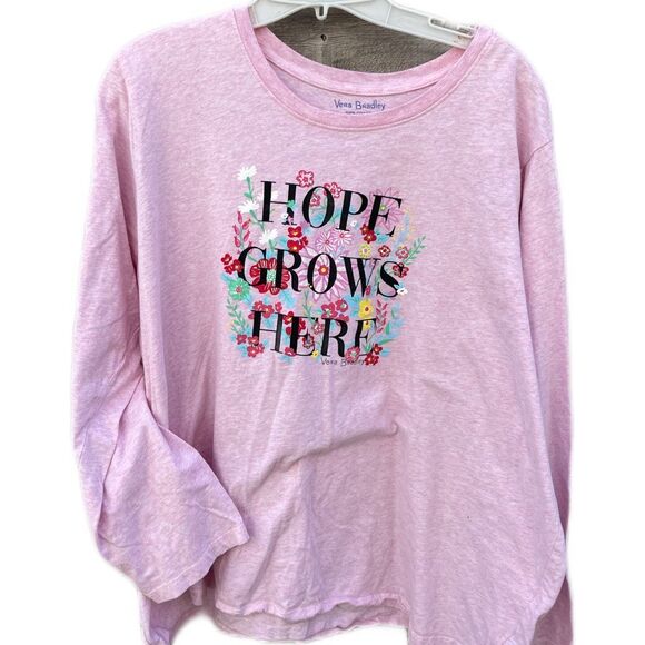 Vera Bradley 100% cotton long sleeve tee size 2X “ Hope Grows Here” - Picture 2 of 6